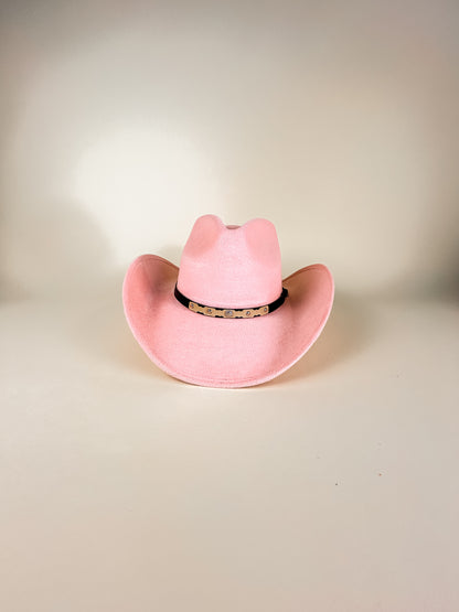 Santa Fe Vegan Suede Cowboy Rancher Hat- Blush Pink