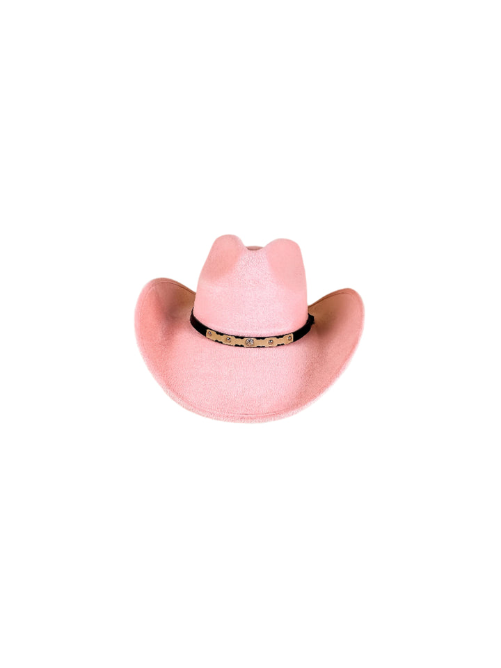 Santa Fe Vegan Suede Cowboy Rancher Hat- Blush Pink
