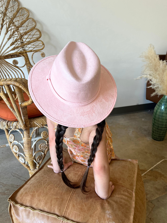 Kids Vegan Suede Hats - Blush Pink