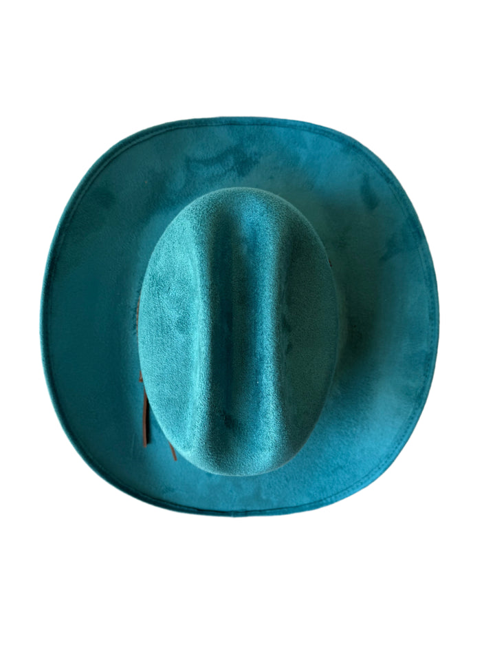 Kids Vegan Suede Texana Hat - Turqouise