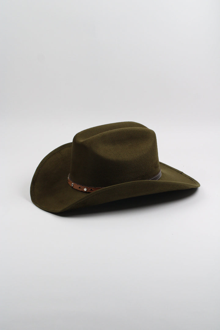 Texana Vegan Suede Cowboy Hat - Olive Green