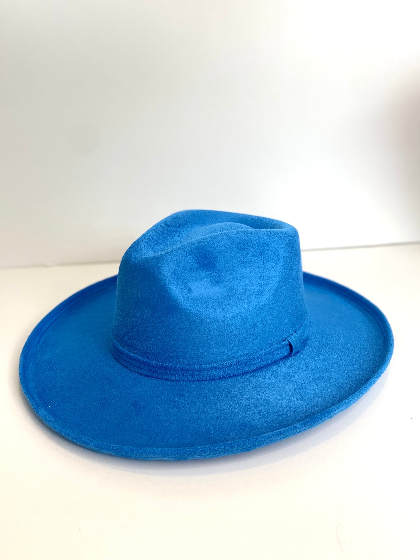 Vegan Suede Rancher Hat - Pencil Brim - Royal Blue