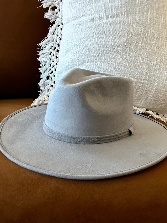 Vegan Suede Rancher Hat- Grey