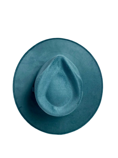 Vegan Suede Teardrop Hat- Peacock Blue