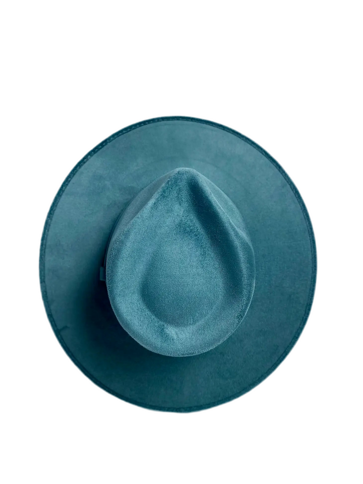 Vegan Suede Teardrop Hat - Peacock Blue
