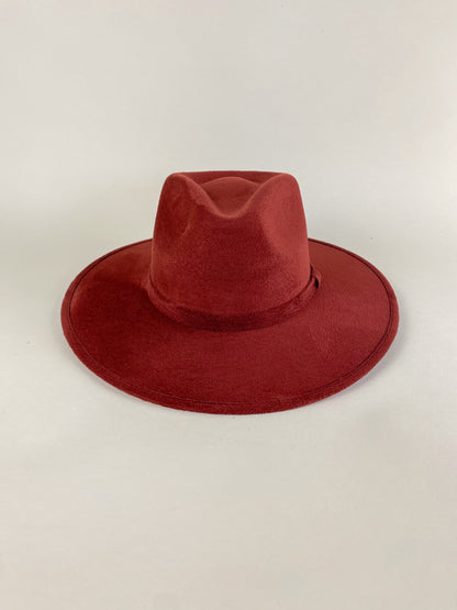 Vegan Suede Rancher Hat - Burgundy Red