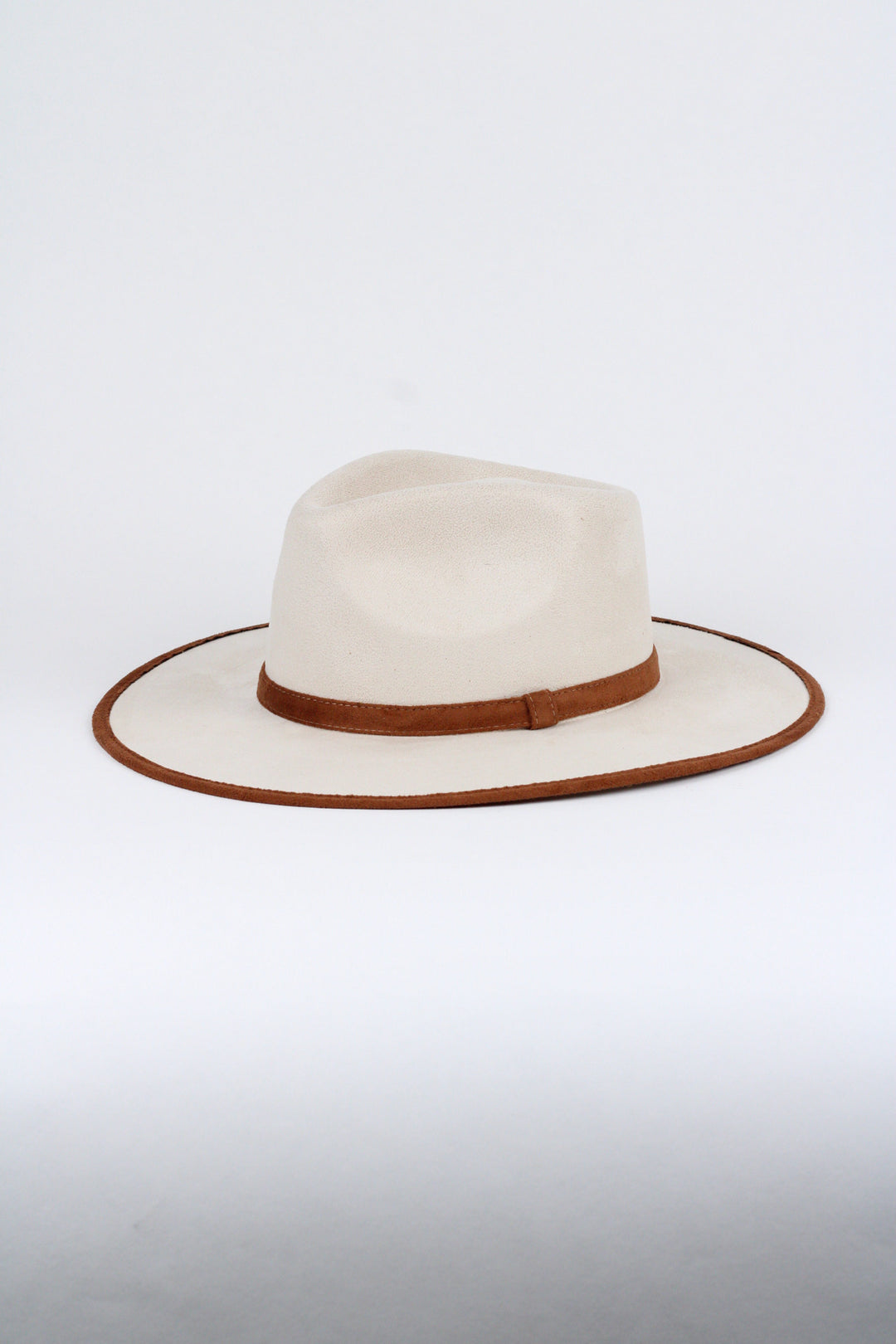 Vegan Suede Rancher Hat -Duo Tone - Ivory + Caramel
