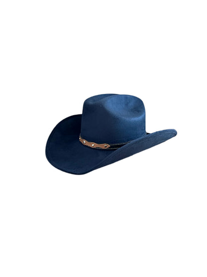 Texana Vegan Suede Cowboy Hat- Navy Blue