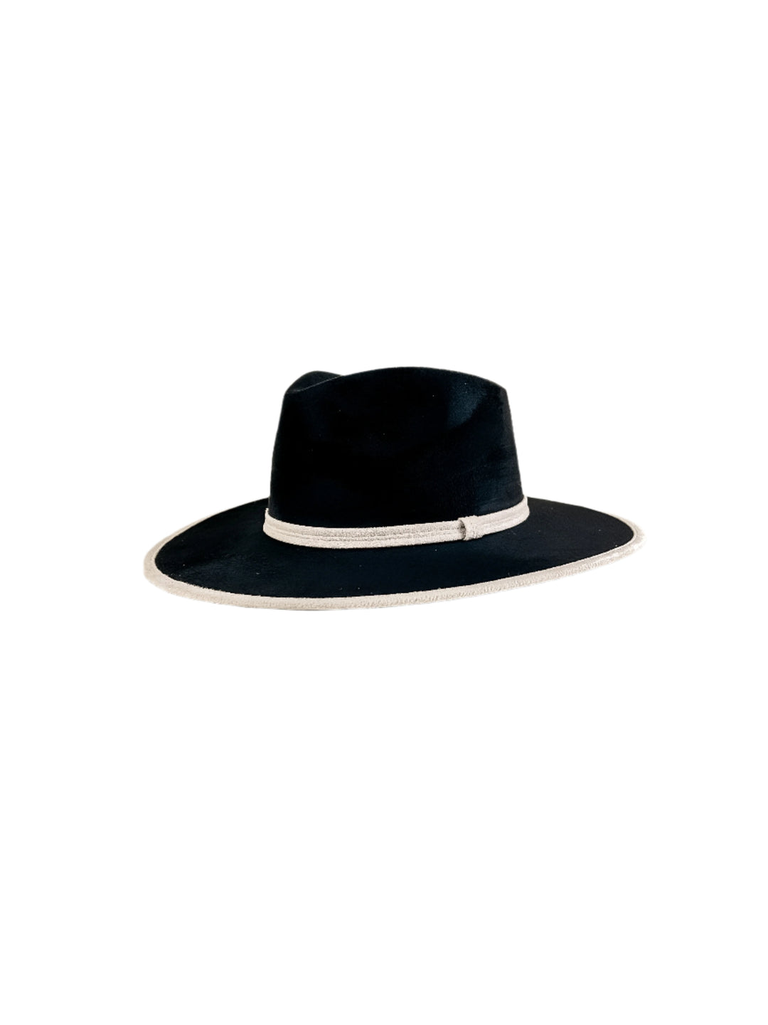Vegan Suede Teardrop Hat - Duo Tone -  Black + Ivory