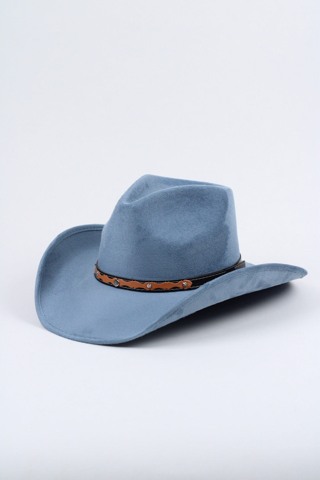 Santa Fe Vegan Suede Cowboy Rancher Hat- Steel Blue