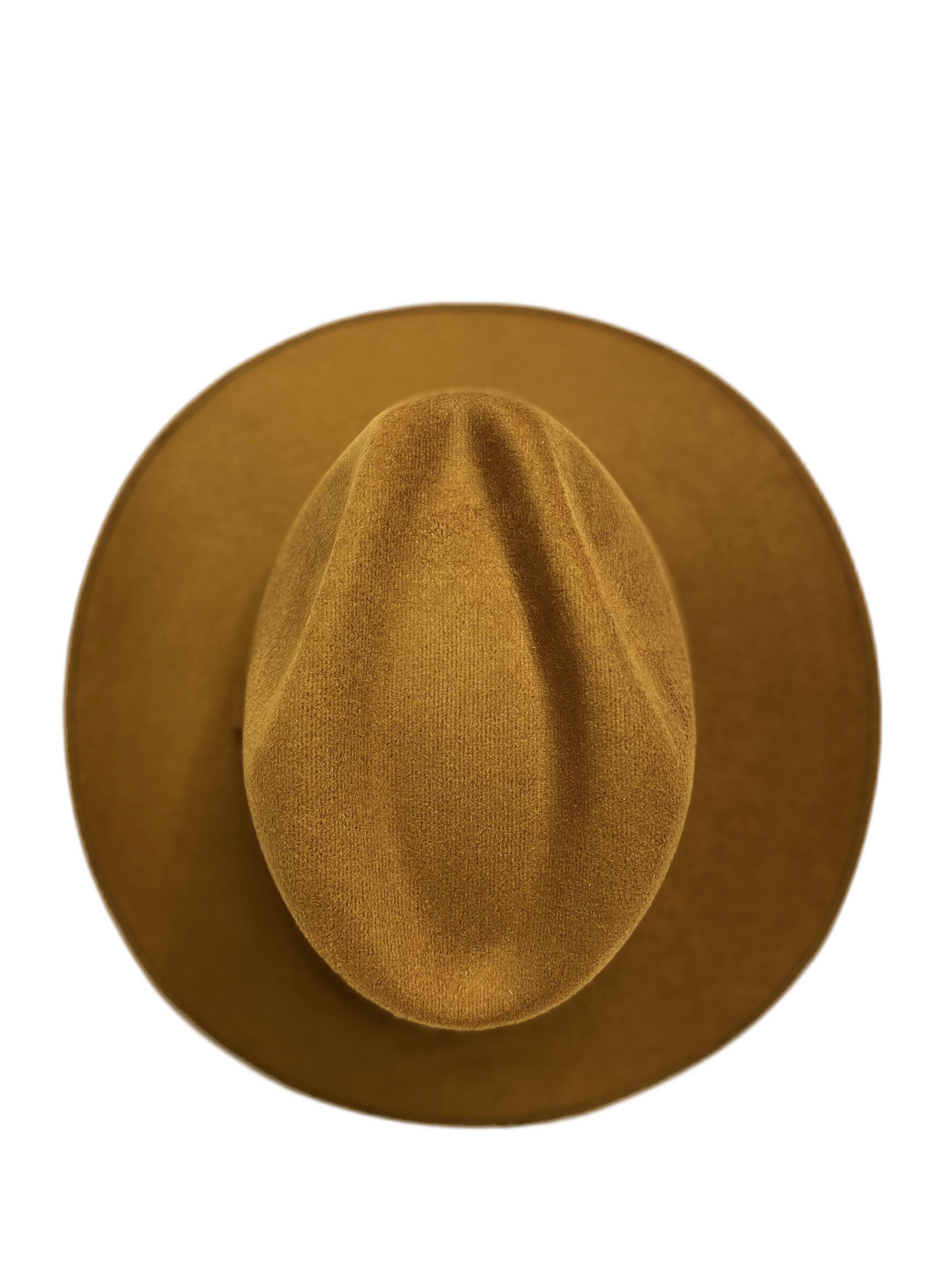 Vegan Suede Western Cowboy Fedora Hat- Caramel