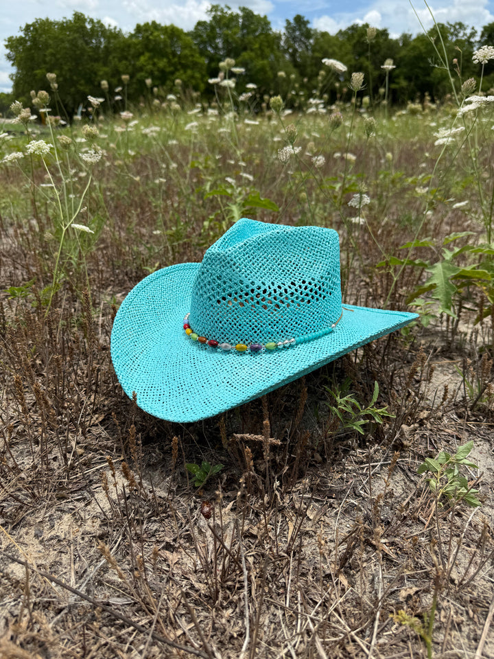 Bayside Rancher Raffia Hat - Light Blue