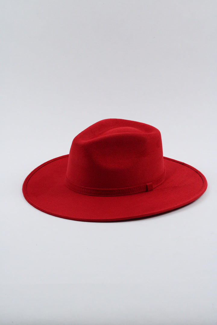 Vegan Suede Rancher Hat - Lipstick Red