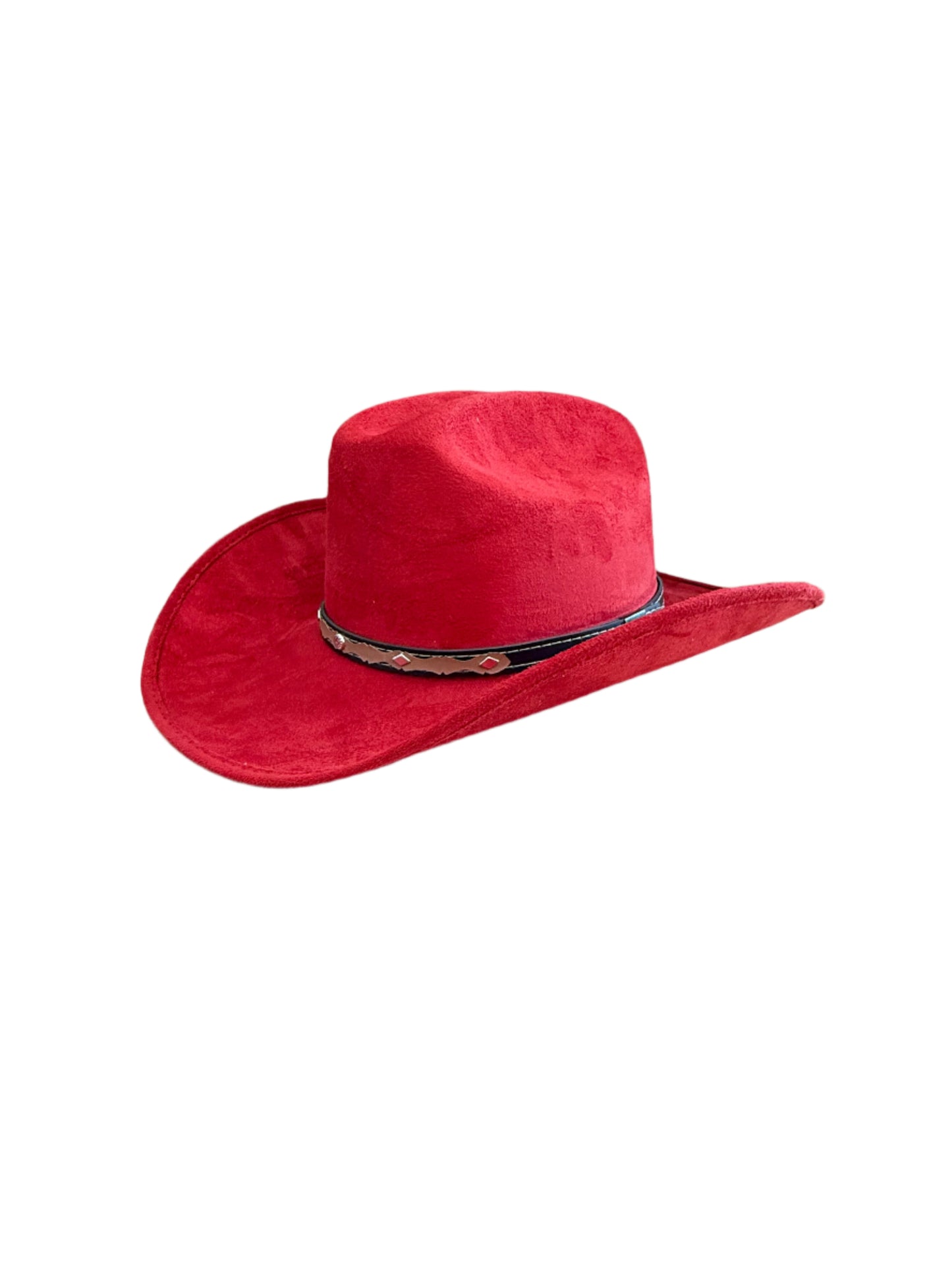 Texana Vegan Suede Cowboy Hat- Lipstick Red