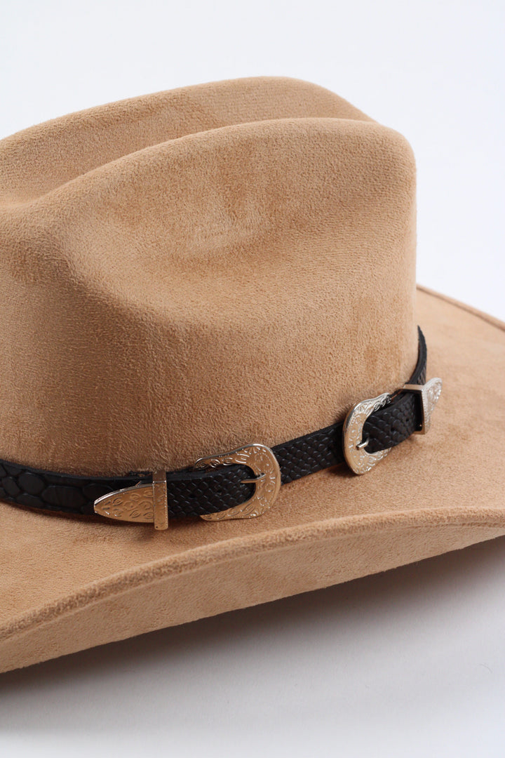 Double Buckle Leather Hat Band