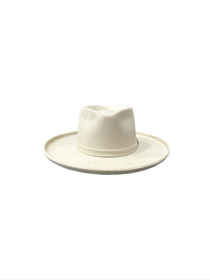 Vegan Suede Diamond Hat - Pencil Brim - Ivory