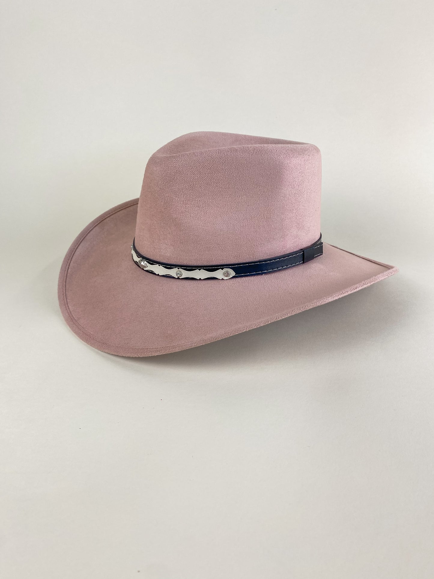 Santa Fe Vegan Suede Cowboy Rancher Hat- Pale Dusty Rose