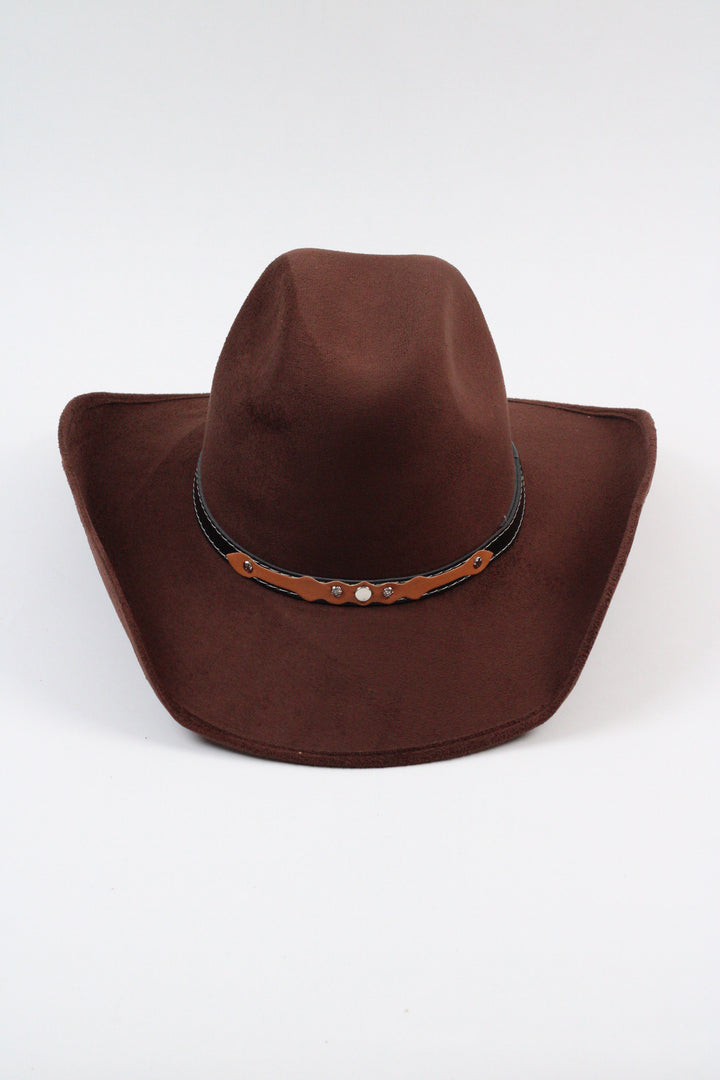 Austin Vegan Suede Cowboy Hat- Chocolate Brown