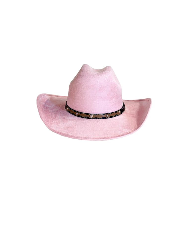 Austin Vegan Suede Cowboy Hat- Blush Pink