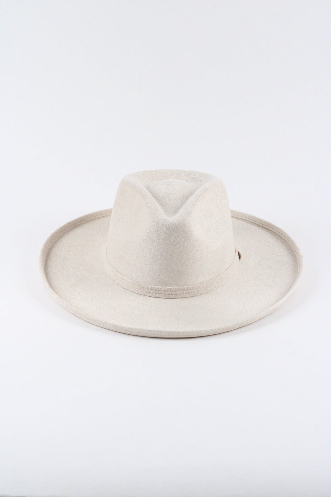 Vegan Suede Rancher Hat - Pencil Brim - Ivory