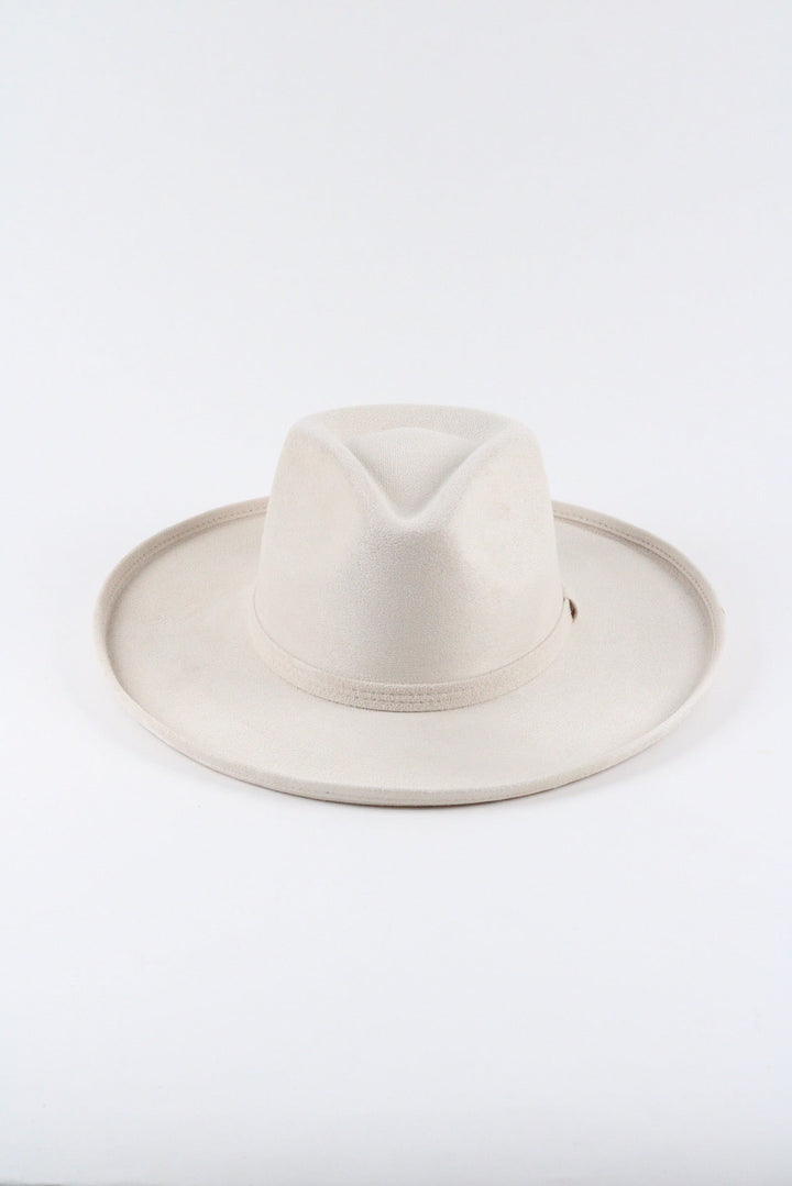 Vegan Suede Rancher Hat - Pencil Brim - Ivory
