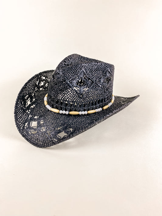 Bayside Rancher Raffia Hat - Black