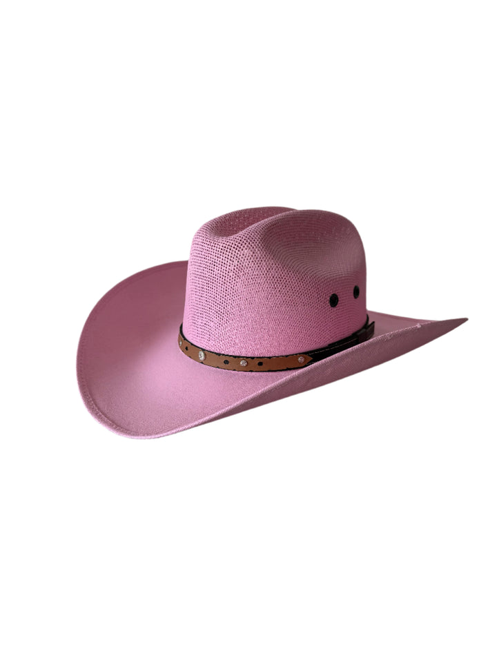 Luckenbach Mesh Top Structured Cowboy Hat - Pink