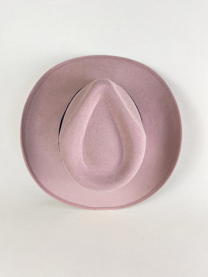 Santa Fe Vegan Suede Cowboy Rancher Hat- Pale Dusty Rose