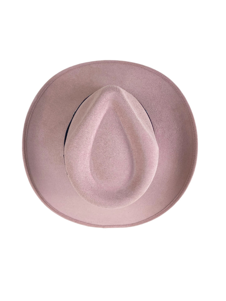 Santa Fe Vegan Suede Cowboy Rancher Hat- Pale Dusty Rose