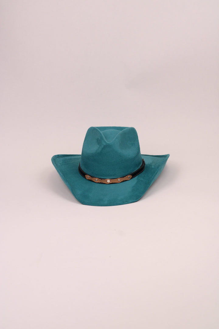 Santa Fe Vegan Suede Cowboy Rancher Hat- turquoise