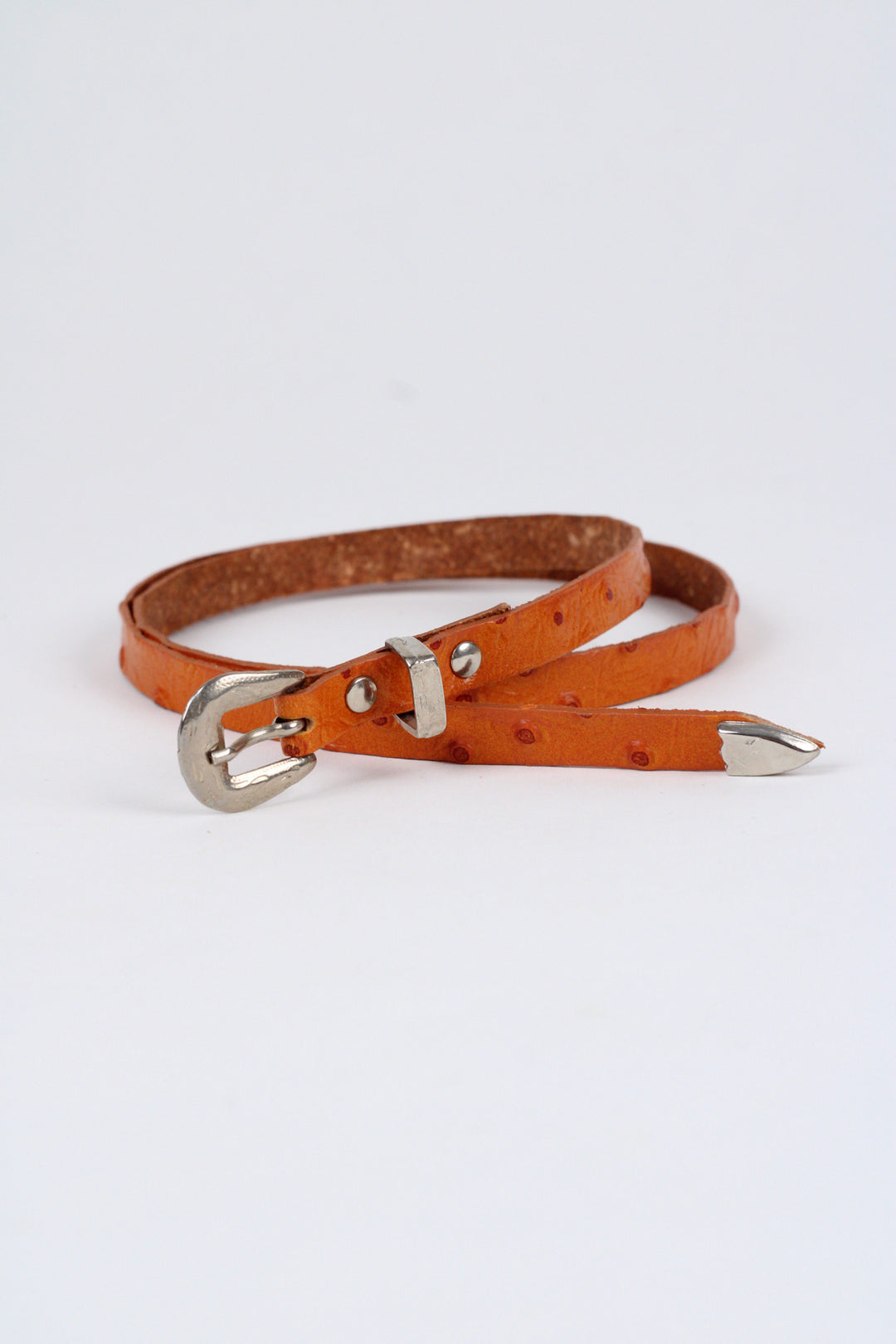 Ostrich Print Leather Hat Band w/Buckle Raw