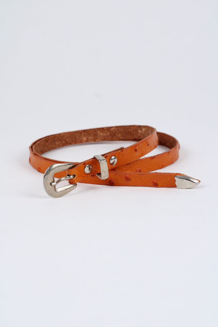 Ostrich Print Leather Hat Band w/Buckle Raw