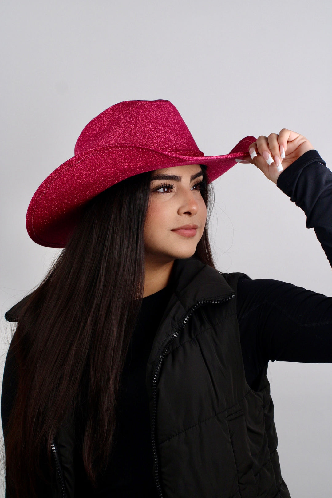 Western Cowboy Glitter Hat- Hot Pink