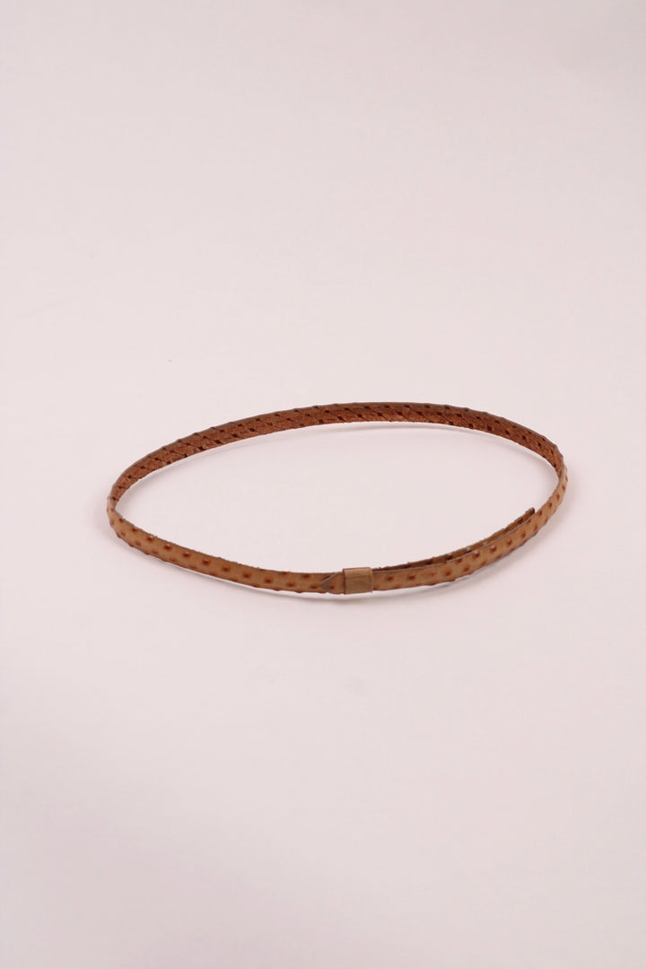 Leather Ostrich Hat Band  / Nude