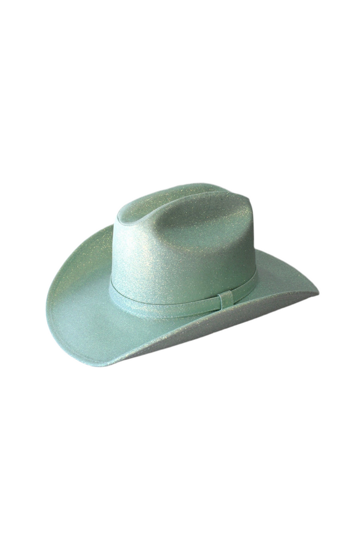Western Cowboy Glitter Hat- Mint