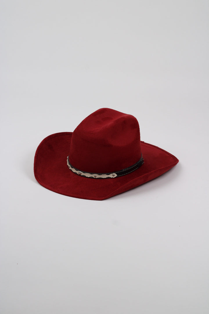Austin Vegan Suede Cowboy Hat- Burgundy