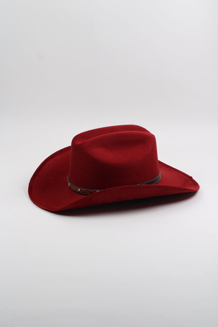 Texana Vegan Suede Cowboy Hat - Burgundy