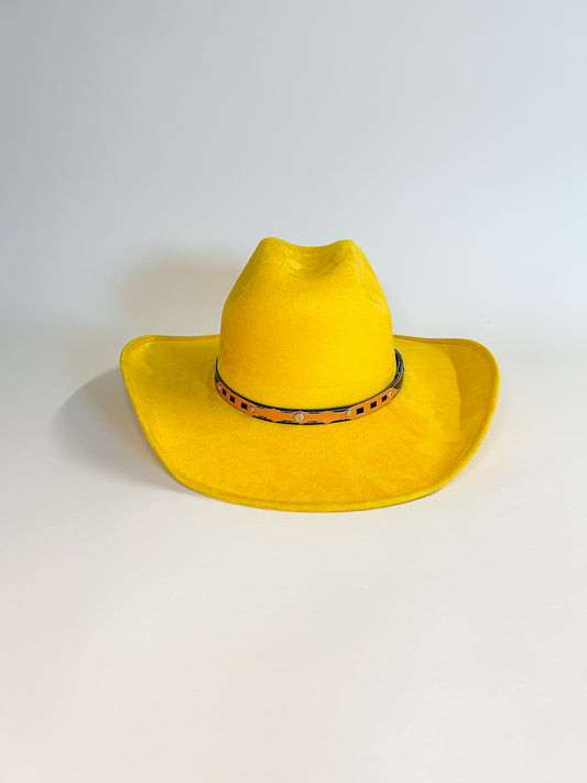 Austin Vegan Suede Cowboy Hat- Yellow