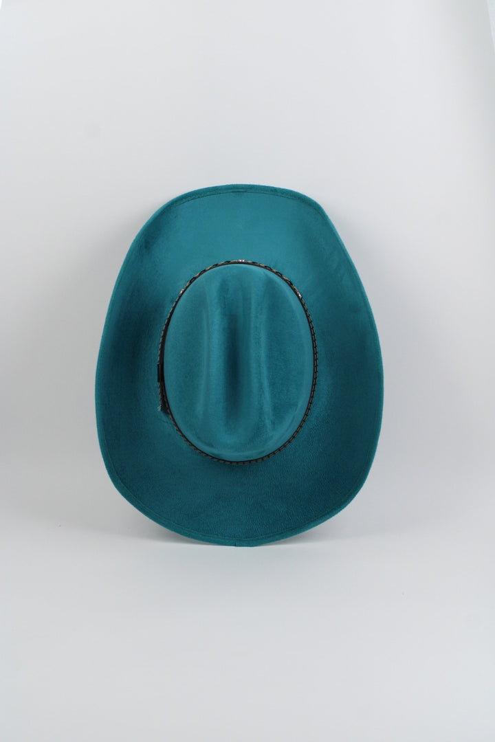 Texana Vegan Suede Cowboy Hat - Turquoise