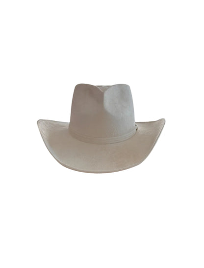 Vegan Suede Heart Shaped Cowboy Hat- Ivory