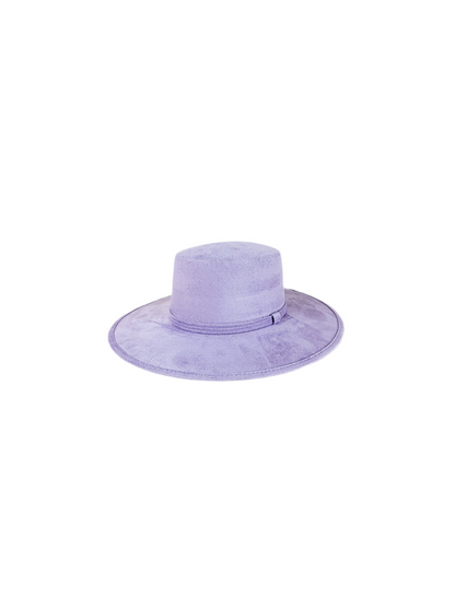 Vegan Suede Flat Top Hat-  Lavender