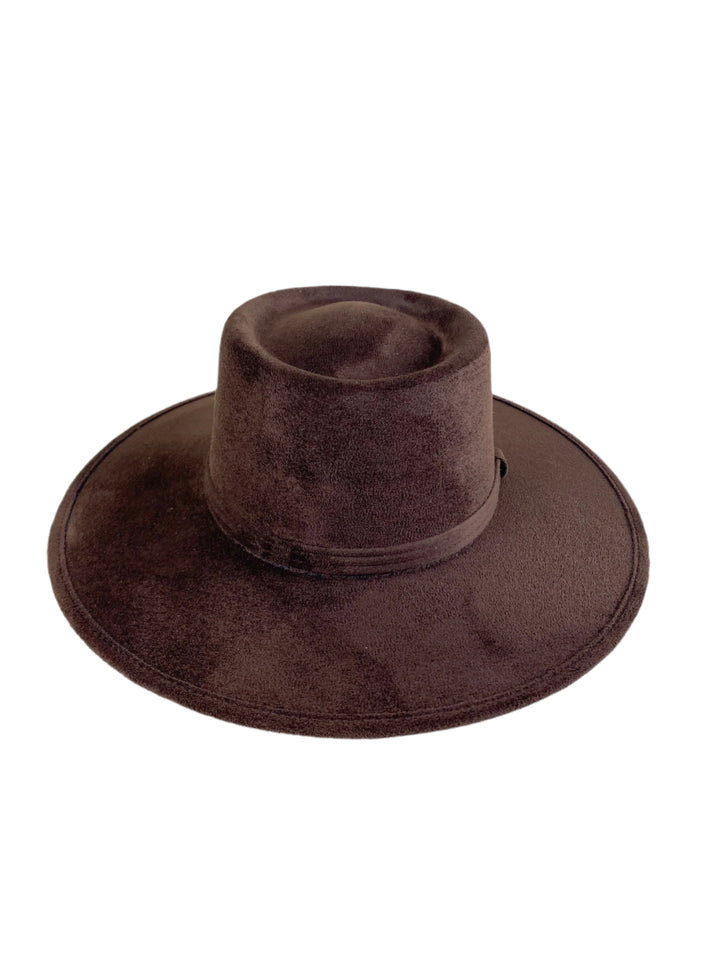 Vegan Suede Gambler Hat- Chocolate