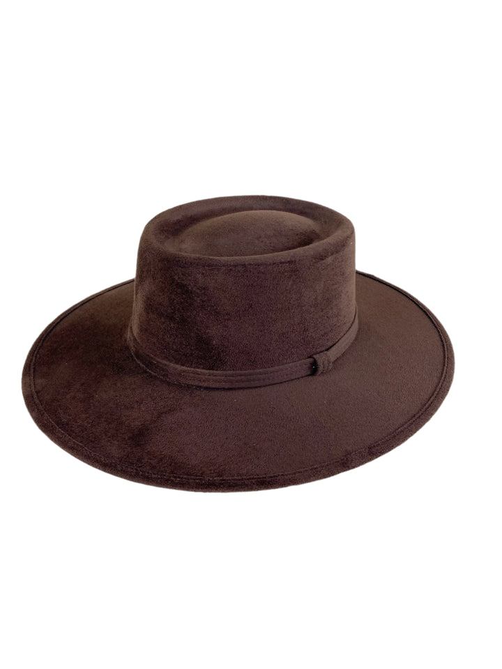 Vegan Suede Gambler Hat- Chocolate