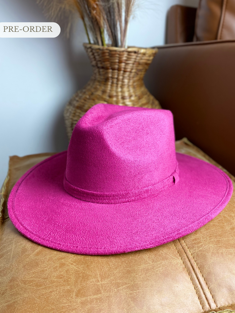 PREORDER Vegan Suede Rancher Hat - Fuchsia