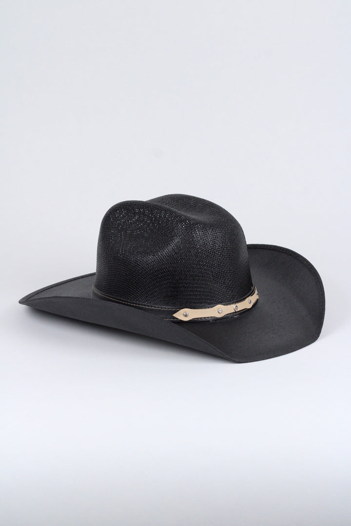 Luckenbach Bull Rider Mesh Top Structured Cowboy Hat - Black