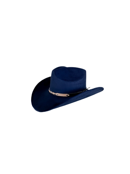 Santa Fe Vegan Suede Cowboy Rancher Hat- Navy