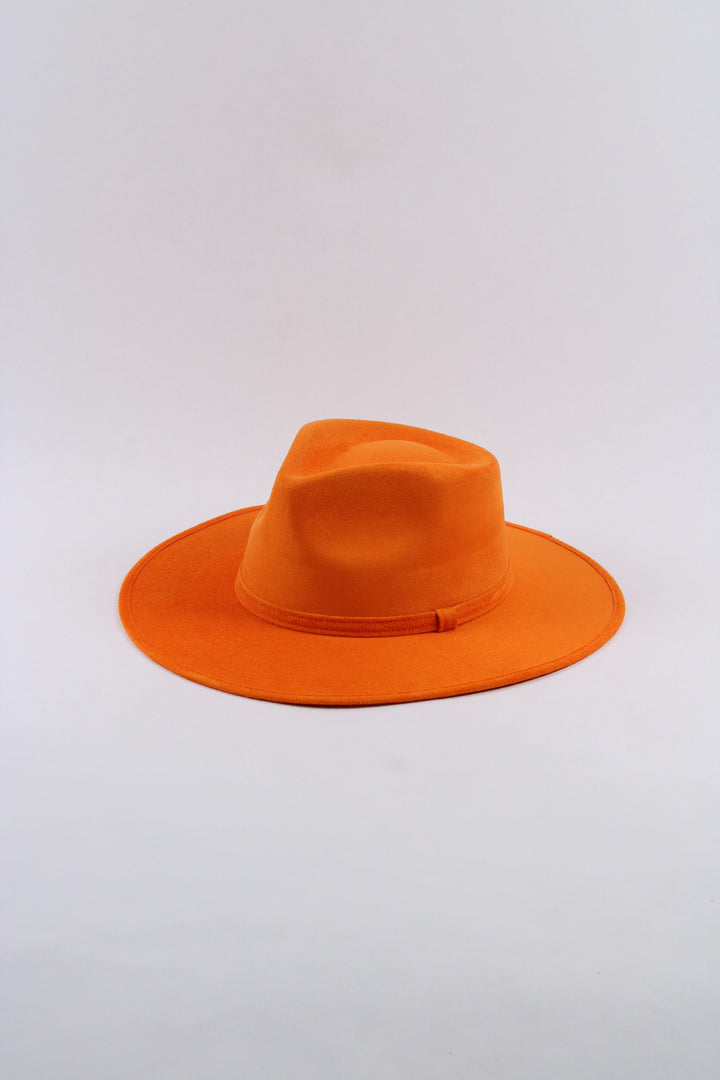 Vegan Suede Teardrop Hat - Bright Orange