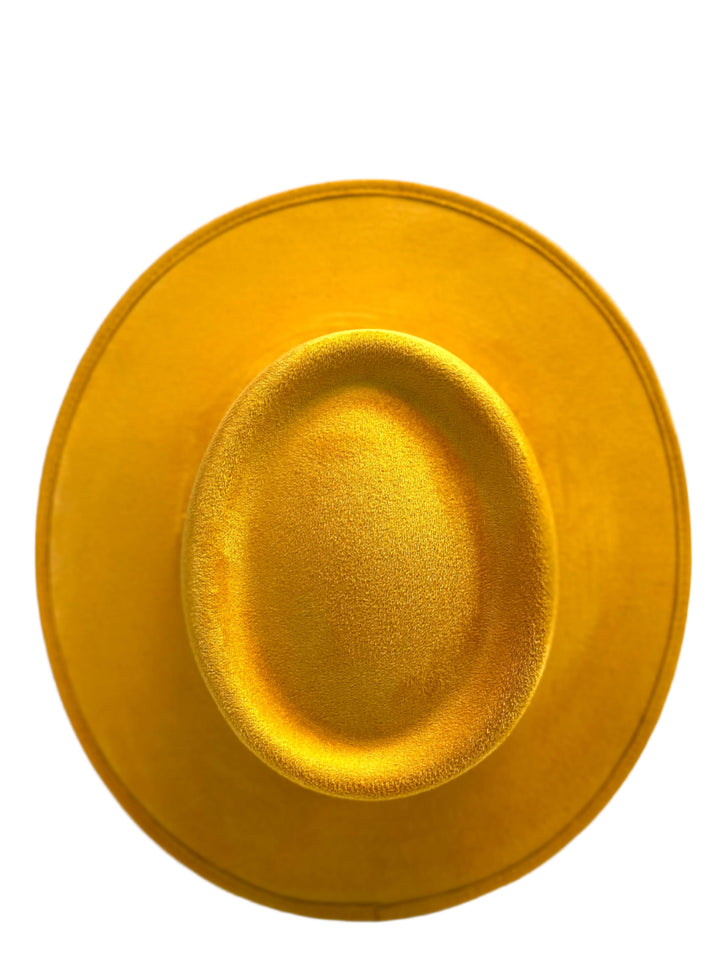 Vegan Suede Gambler Hat- Mustard