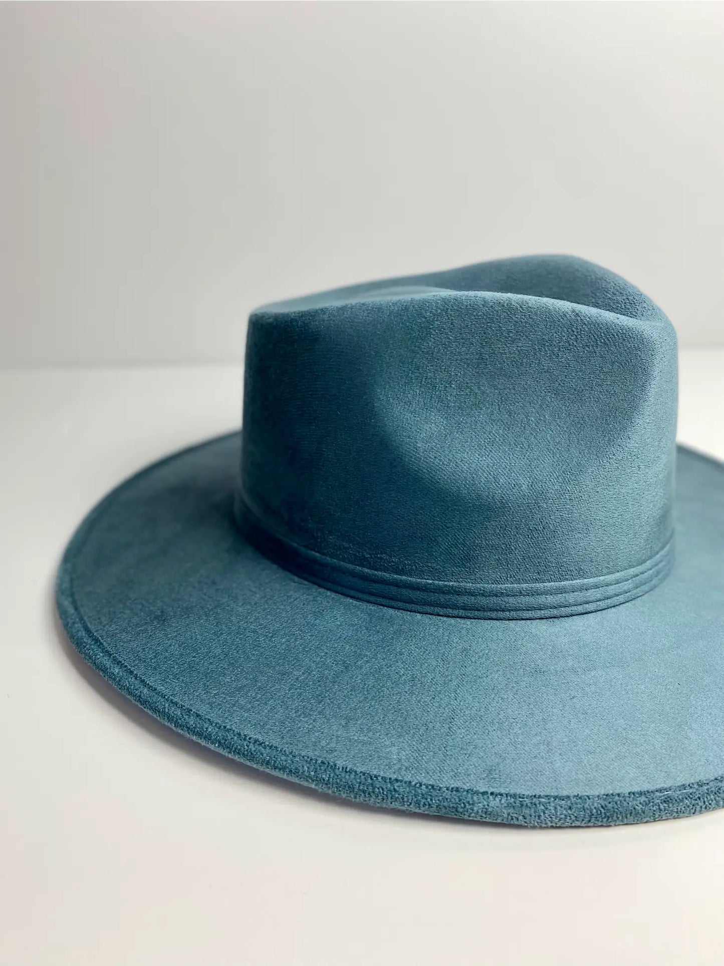 Vegan Suede Teardrop Hat- Peacock Blue