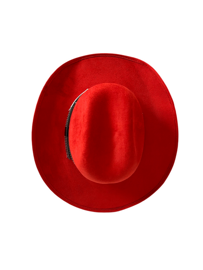 Kids Vegan Suede Austin Hat - Lipstick Red